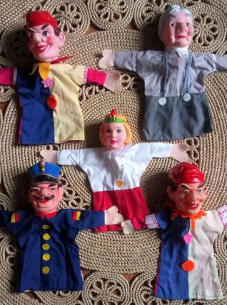 5 marionnettes à main - vintage 