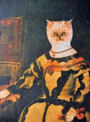 Portrait de chat réalisé numériquement d'après Vélasquez