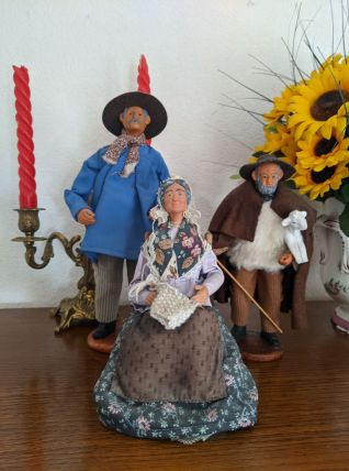 Lot de 3 Santons Provençaux - Vintage des années 70
