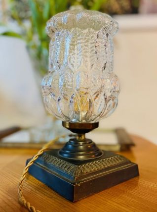 Lampe sur pied bronze &amp; verre vintage
