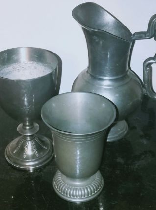 Lot de 3 objets en étain 