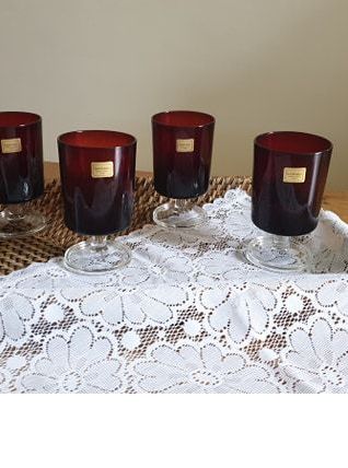 4 verres à eau ou à vin rouge rubis - Luminarc France