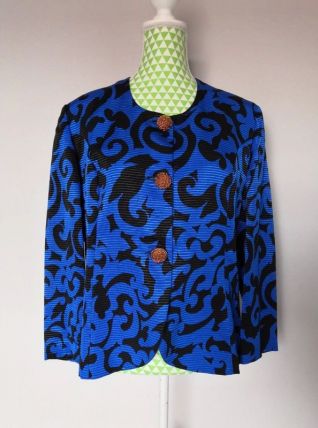 Veste vintage bleue et noire boutons cuivre