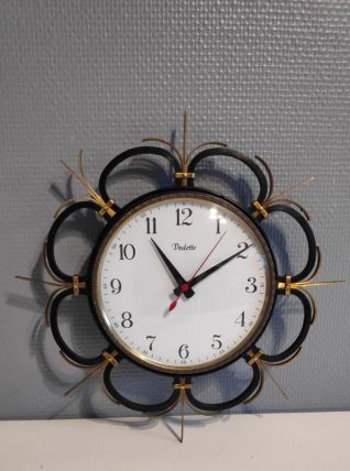 pendule Vedette vintage métal noir et doré