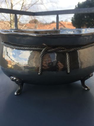 Cache pot métal argenté 