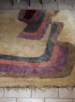 tapis laine beige  1960 a 1970 pop art  , style  rya ,desso 