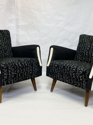PAIRE DE FAUTEUILS VINTAGE FORME CUBE ANNEE 1960