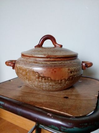 Pot couvert soupière céramique mouchetée
