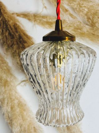   Lampe baladeuse tulipe verre bulles - Circa 70