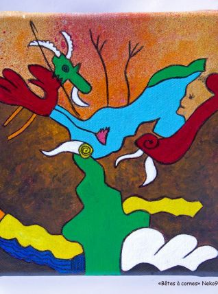 Peinture toile carrée petit format Décoration murale colorée