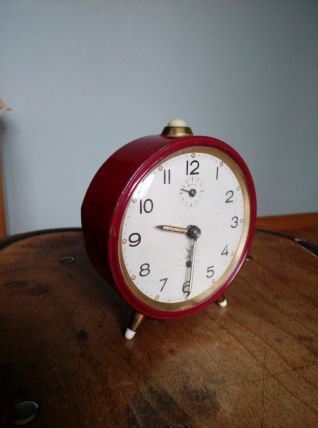 Réveil Jaz mécanique rouge et doré