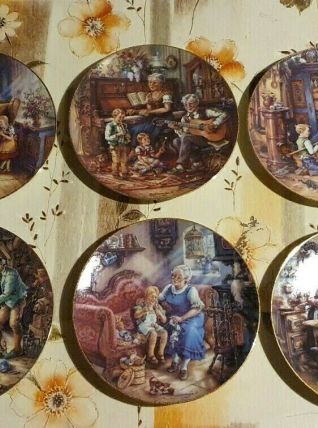 LOT 6 ASSIETTES MURALES PORCELAINE ALLEMAGNE • NUMÉROTÉES