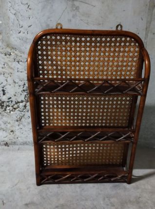 Etagère à épices en rotin années 70