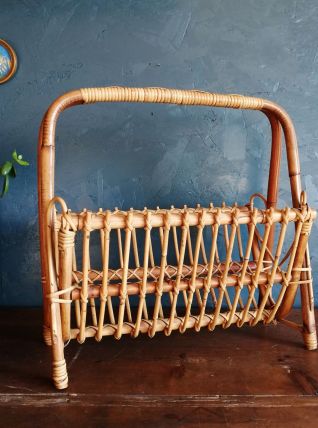 Porte revue rotin, porte revue vintage