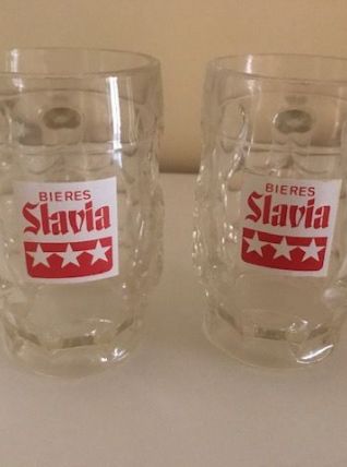 lot de 2 chopes à bière Slavia vintage