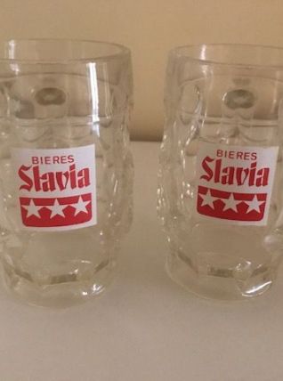 lot de 2 chopes à bière Slavia vintage