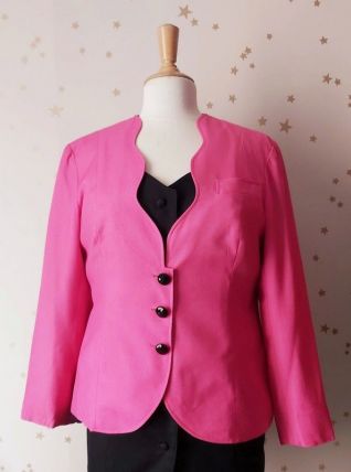 80s veste blazer rose vif XL