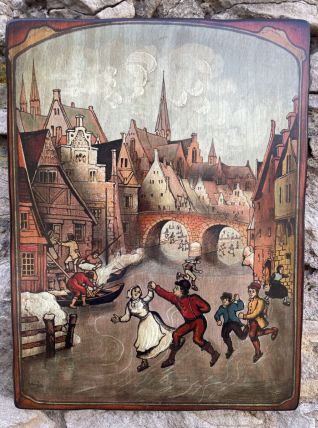 Gravure sur bois style flamand 