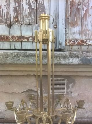 Lustre en bronze et laiton époque art déco