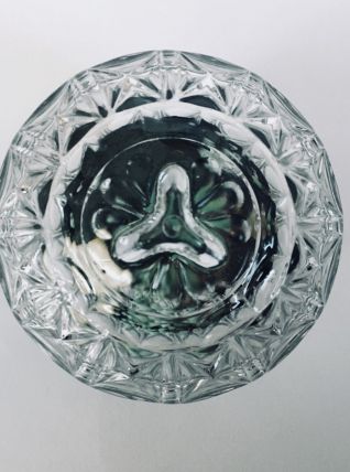 Sucrier, bonbonnière en verre de Reims transparent vintage