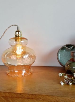Lampe Baladeuse vintage, suspension verre "Ambre"