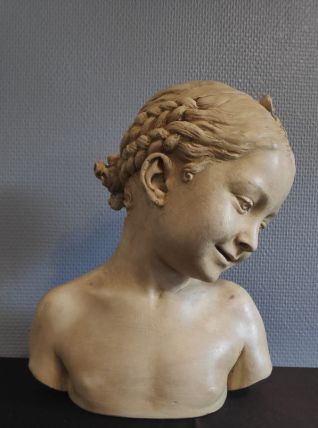 buste "la rieuse" d'après Jean-Baptiste Pigalle en plâtre