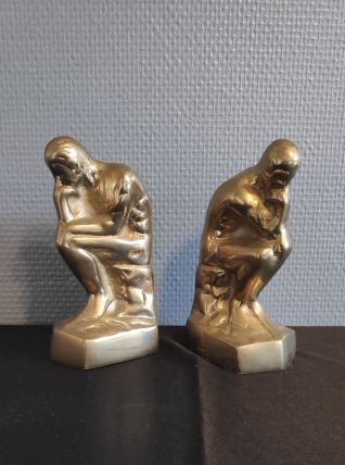 serre-livres en laiton d'après "le penseur" de Rodin