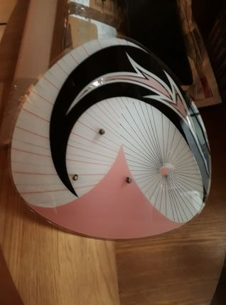 Suspension  palette plafonnier rose et noir design 1950 a 70