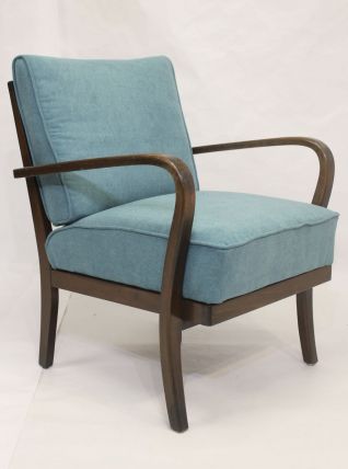 Fauteuil Art Déco bois courbé, 1950 conçu dans le style de J