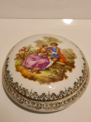 Boîte Porcelaine Limoges-  scène galante