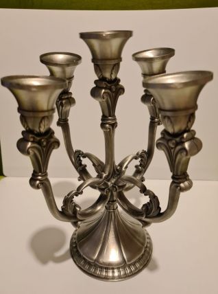 Bougeoir étain mat 97% Zinn 5 branches