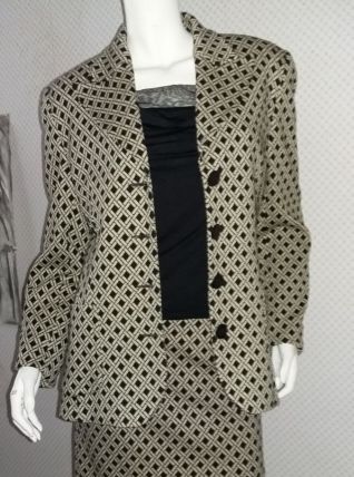 Tailleur  vintage  IRENE VAN RYB laine motifs 38/40