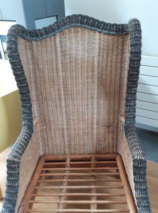 fauteuil, repose pieds  table basse osier marque GRANGE