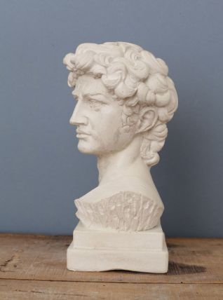  Tête David en béton blanc ciré