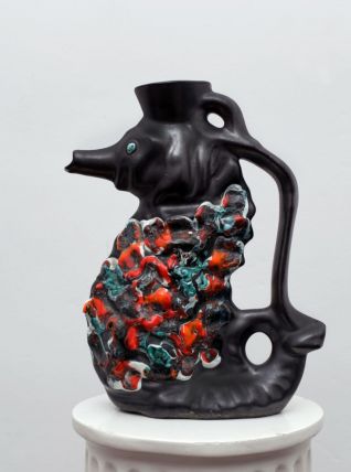  Carafe vase hippocampe - céramique émaillée