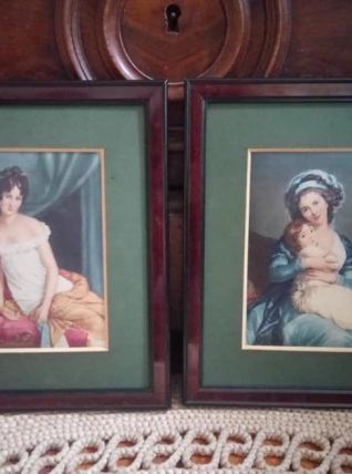 Deux reproductions de  tableaux célèbres sur soie