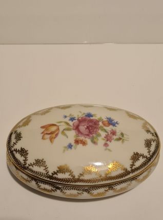 Boîte Porcelaine De Limoges Décor Floral