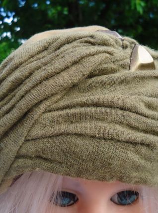 Chapeau bombe beige feutre +laine année 1953