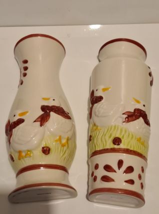 Paire de saturateurs d'air Céramique Movitex décor Canards