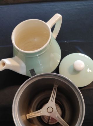 théière Salam en céramique et métal chromé des années 50-60