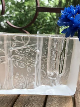 Soliflore Bloc de verre à décor de foret
