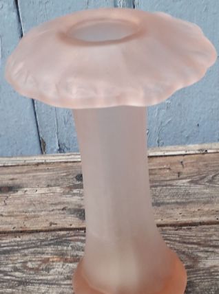 vase forme champignon en verre soufflé rose
