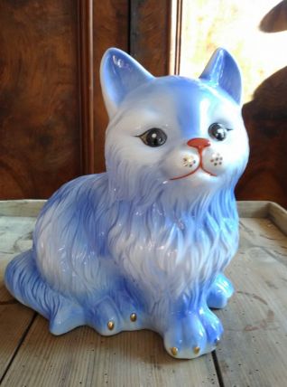 Jolie lampe en céramique  'chat" - Années 80