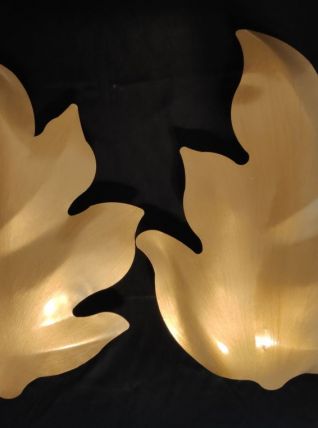 appliques feuille murales en métal doré