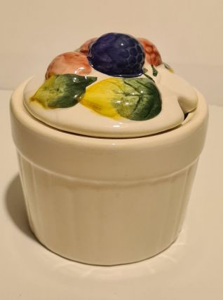 Sucrier céramique décor à la barbotine mûres, sans marque