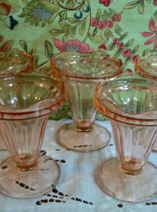 5 coupes à glace  Rosaline Luminarc Arcoroc  vintage 1970