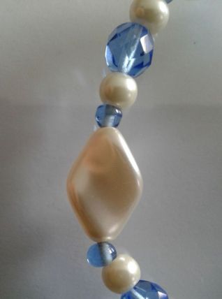 Bracelet perles de verre, toupies cristal 