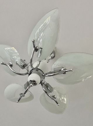 Suspension vintage forme fleur 5 pétale verre 