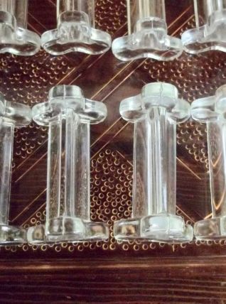 lot de 12 porte-couteaux anciens en verre  moulé 1950