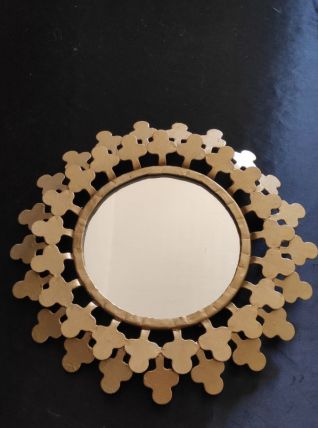 miroir rond en métal doré